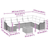 vidaXL Tuinbank Set met kussen 9 pcs Zwart poly rattan