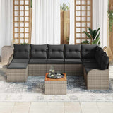 vidaXL Tuinbank Set met kussen 9 pcs Zwart poly rattan