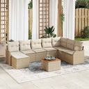 vidaXL Tuinbank Set met kussen 9 pcs Zwart poly rattan