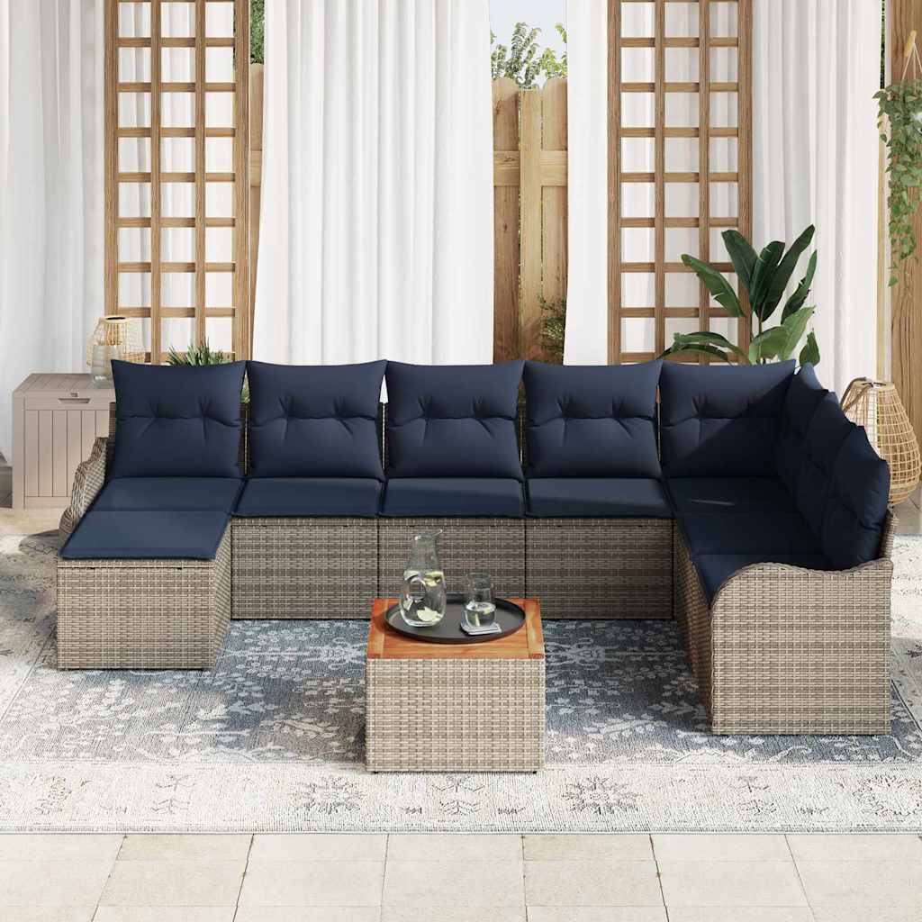 vidaXL Tuinbank Set 9 st Grijs poly rattan