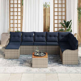 vidaXL Tuinbank Set 9 st Grijs poly rattan