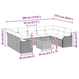 vidaXL Tuinbank Set met kussen 10 pcs Zwart poly rattan