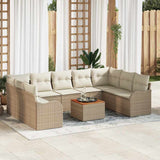 vidaXL Tuinbank Set met kussen 10 pcs Zwart poly rattan