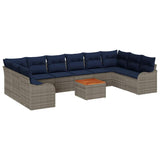 vidaXL Tuinbank Set 10 st Grijs poly rattan