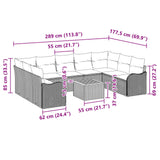 vidaXL Tuinbank Set 10 st Grijs poly rattan