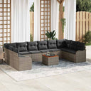 vidaXL Tuinbank Set met kussen 11 pcs Zwart poly rattan