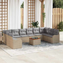 vidaXL Tuinbank Set met kussen 11 pcs Zwart poly rattan