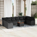 vidaXL Tuinbank Set met kussen 11 pcs Zwart poly rattan