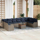 vidaXL Tuinbank Set 11 st Grijs poly rattan