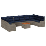 vidaXL Tuinbank Set 11 st Grijs poly rattan
