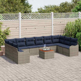 vidaXL Tuinbank Set 11 st Grijs poly rattan