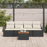 vidaXL Tuinbank Set met kussen 5 pcs Zwart poly rattan