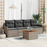 vidaXL Tuinbank Set met kussen 5 pcs Zwart poly rattan