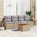 vidaXL Tuinbank Set met kussen 5 pcs Zwart poly rattan