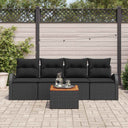 vidaXL Tuinbank Set met kussen 5 pcs Zwart poly rattan