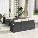 vidaXL Tuinbank Set met kussen 6 pcs Zwart poly rattan