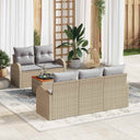 vidaXL Tuinbank Set met kussen 6 pcs Zwart poly rattan