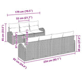 vidaXL Tuinbank Set met kussen 8 pcs Zwart poly rattan