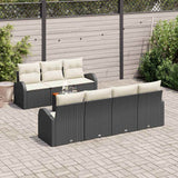 vidaXL Tuinbank Set met kussen 8 pcs Zwart poly rattan
