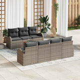 vidaXL Tuinbank Set met kussen 8 pcs Zwart poly rattan