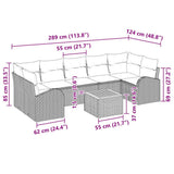 vidaXL Tuinbank Set met kussen 8 pcs Zwart poly rattan