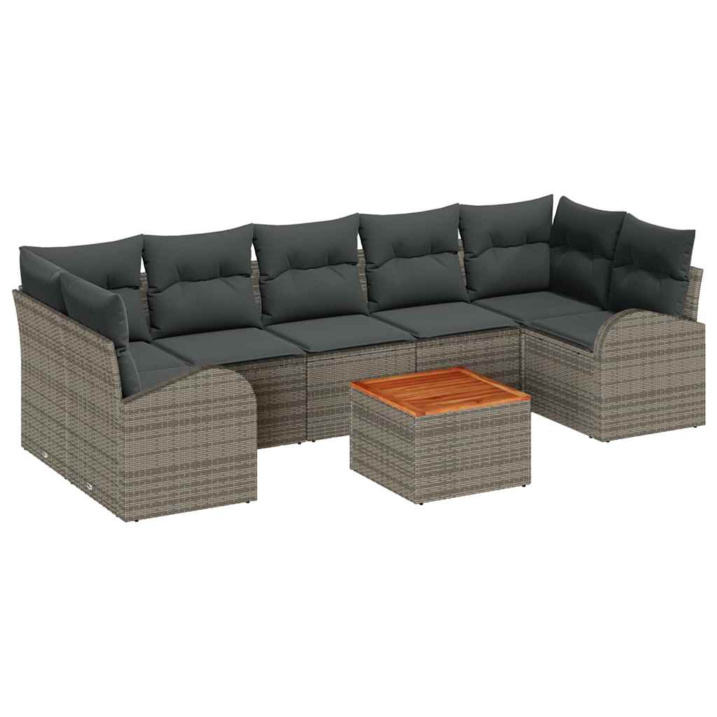 vidaXL Tuinbank Set met kussen 8 pcs Zwart poly rattan