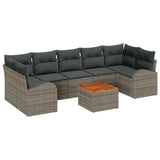 vidaXL Tuinbank Set met kussen 8 pcs Zwart poly rattan