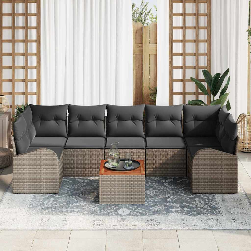 vidaXL Tuinbank Set met kussen 8 pcs Zwart poly rattan