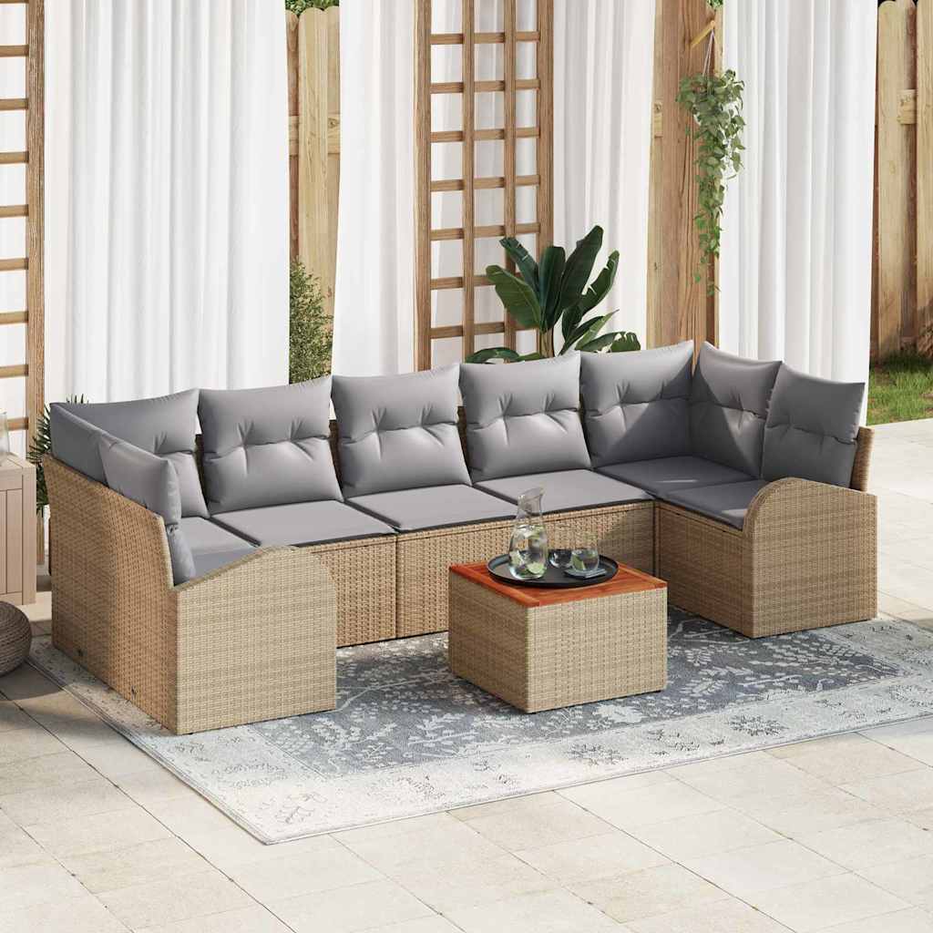 vidaXL Tuinbank Set met kussen 8 pcs Zwart poly rattan