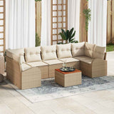 vidaXL Tuinbank Set met kussen 8 pcs Zwart poly rattan