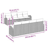 vidaXL Tuinbank Set met kussen 9 pcs Zwart poly rattan