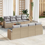 vidaXL Tuinbank Set met kussen 9 pcs Zwart poly rattan