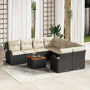 vidaXL Garden Sofa Set with cushions 9 pcs Black poly rattan