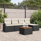 vidaXL Tuinbank Set met kussen 6 pcs Zwart poly rattan