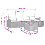 vidaXL Tuinbank Set met kussen 6 pcs Zwart poly rattan