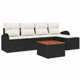 vidaXL Tuinbank Set met kussen 6 pcs Zwart poly rattan