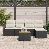 vidaXL Tuinbank Set met kussen 6 pcs Zwart poly rattan