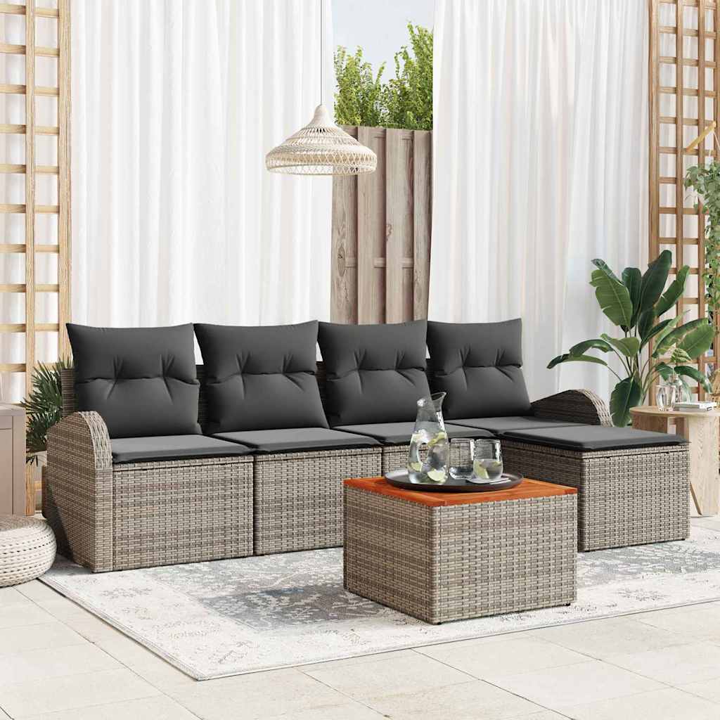 vidaXL Tuinbank Set met kussen 6 pcs Zwart poly rattan