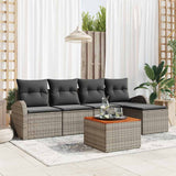 vidaXL Tuinbank Set met kussen 6 pcs Zwart poly rattan