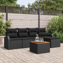 vidaXL Tuinbank Set met kussen 6 pcs Zwart poly rattan