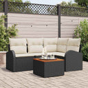 vidaXL Tuinbank Set met kussen 5 pcs Zwart poly rattan
