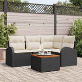 vidaXL Tuinbank Set met kussen 5 pcs Zwart poly rattan