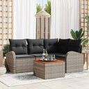 vidaXL Tuinbank Set met kussen 5 pcs Zwart poly rattan