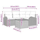 vidaXL Tuinbank Set met kussen 5 pcs Zwart poly rattan