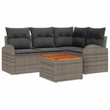 vidaXL Tuinbank Set met kussen 5 pcs Zwart poly rattan