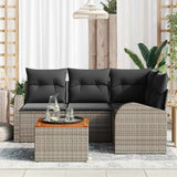 vidaXL Tuinbank Set met kussen 5 pcs Zwart poly rattan