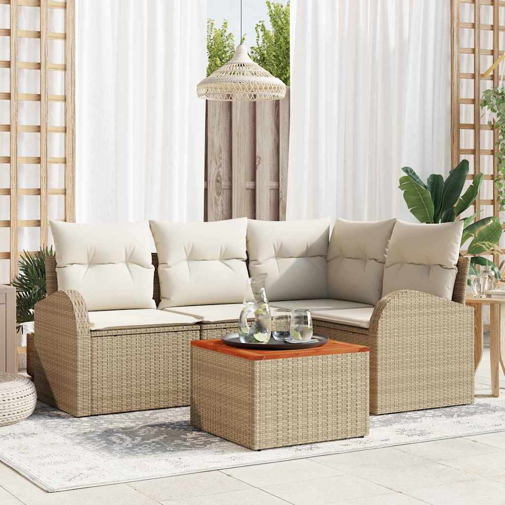vidaXL Tuinbank Set met kussen 5 pcs Zwart poly rattan
