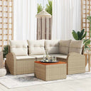 vidaXL Tuinbank Set met kussen 5 pcs Zwart poly rattan