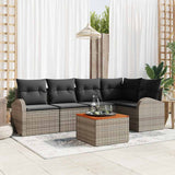 vidaXL Tuinbank Set met kussen 6 pcs Zwart poly rattan