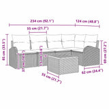 vidaXL Tuinbank Set met kussen 6 pcs Zwart poly rattan